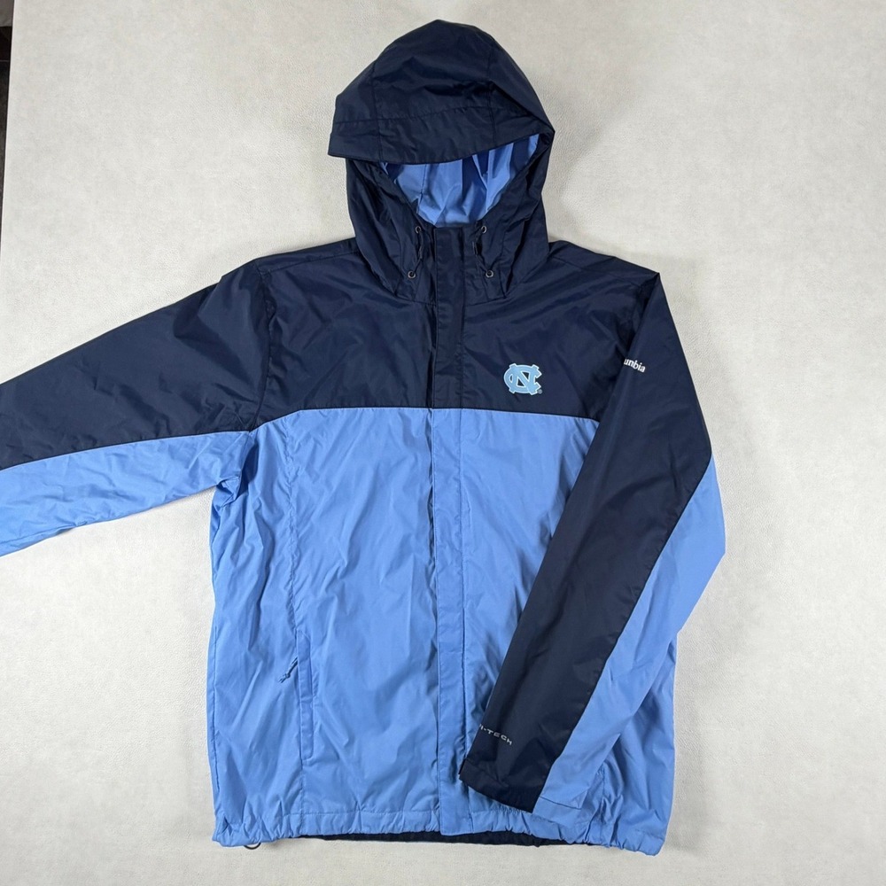 Columbia Mens UNC Tar Heels Omni-Tech Rain Jacket Blue WM0892 Navy Large